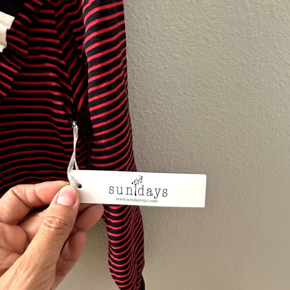 Sundays NYC Women's Ruffle Striped Long Sleeve Pullover Sweatshirt Small NWT - Picture 7 of 8